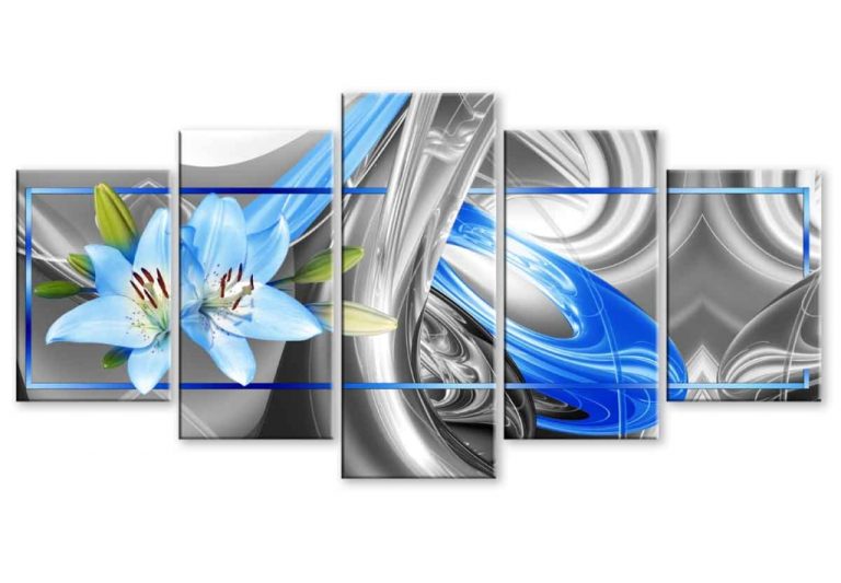 Obraz abstraktní lilie modrá Obraz abstraktní lilie modrá