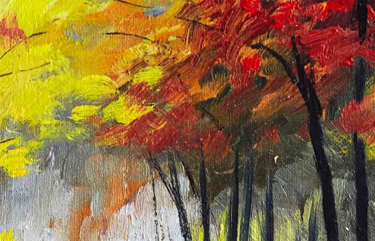 Obraz malba les na podzim Obraz malba les na podzim