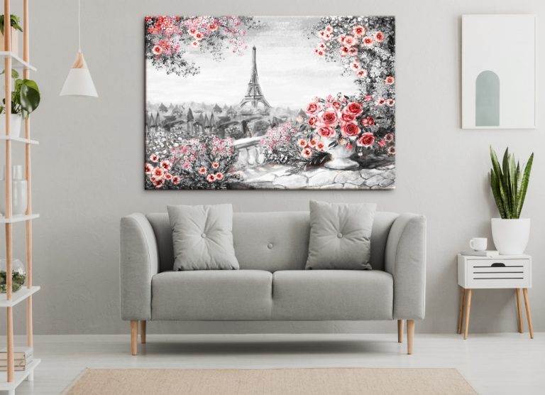 Obraz malebná Paříž s květinami II Obraz malebná Paříž s květinami II
