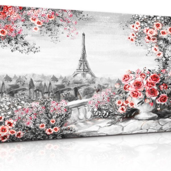 Obraz malebná Paříž s květinami Obraz malebná Paříž s květinami
