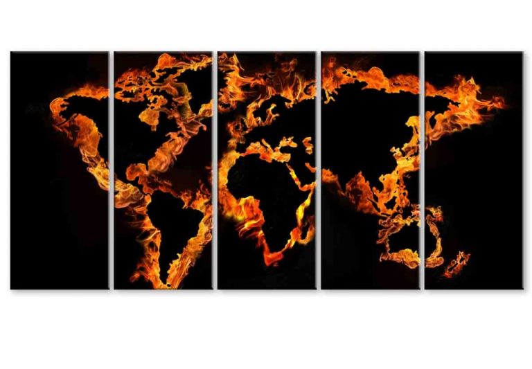 Obraz ohnivá mapa světa Obraz ohnivá mapa světa