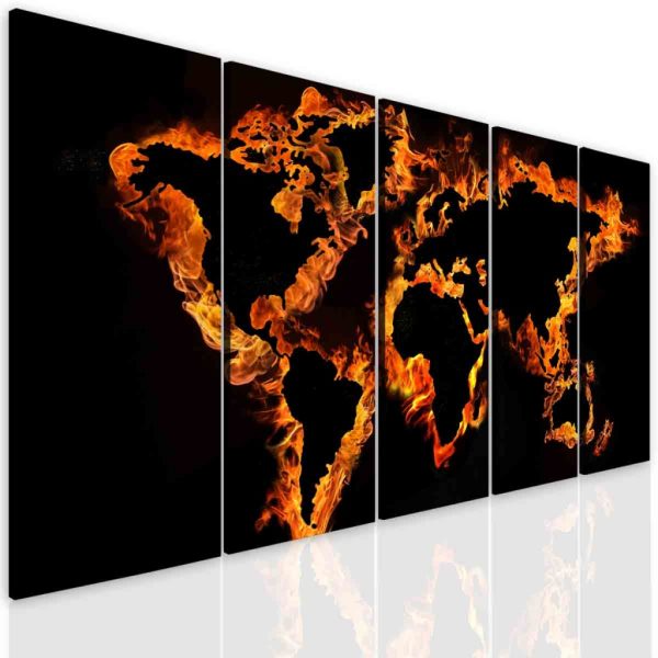 Obraz ohnivá mapa světa Obraz ohnivá mapa světa
