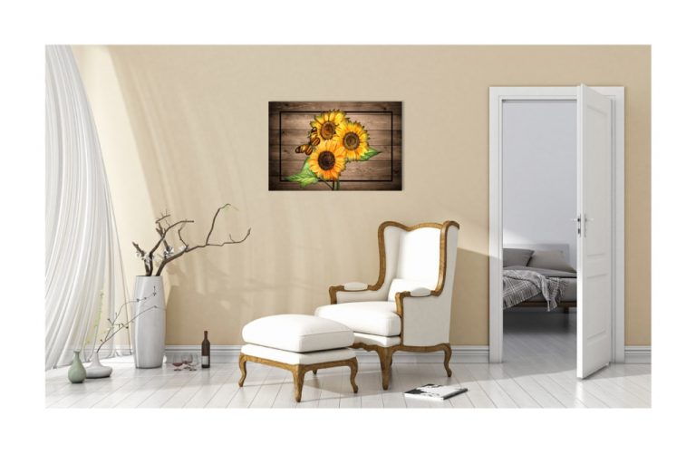Obraz slunečnice na dřevě Obraz slunečnice na dřevě