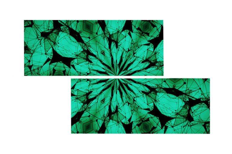 Obraz zelené paprsky mandaly Obraz zelené paprsky mandaly
