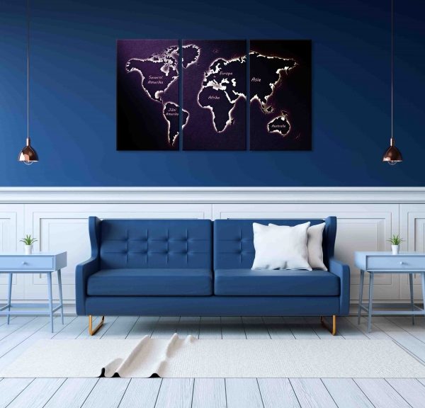 Třídílný obraz mapa světa II. Třídílný obraz mapa světa II.