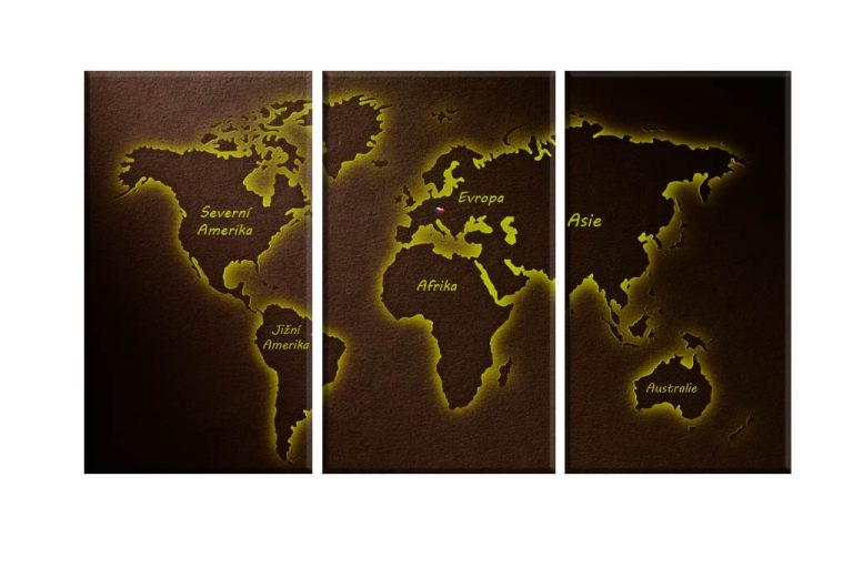 Třídílný obraz mapa světa III. Třídílný obraz mapa světa III.