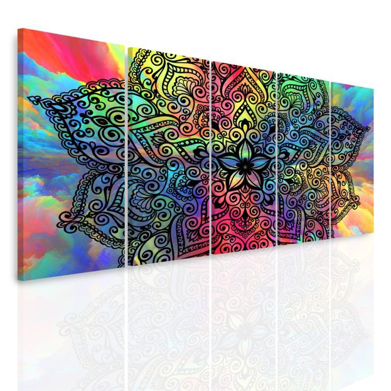 Vícedílný obraz – Mandala na barevných oblacích Vícedílný obraz – Mandala na barevných oblacích