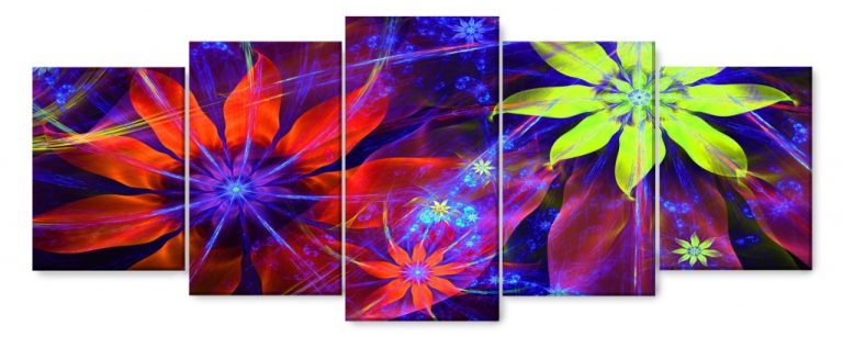 Vícedílný obraz – Neonové květy Vícedílný obraz – Neonové květy