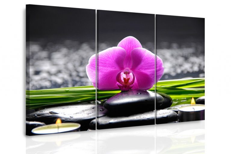 Vícedílný obraz – Orchidej při svíčkách Vícedílný obraz – Orchidej při svíčkách
