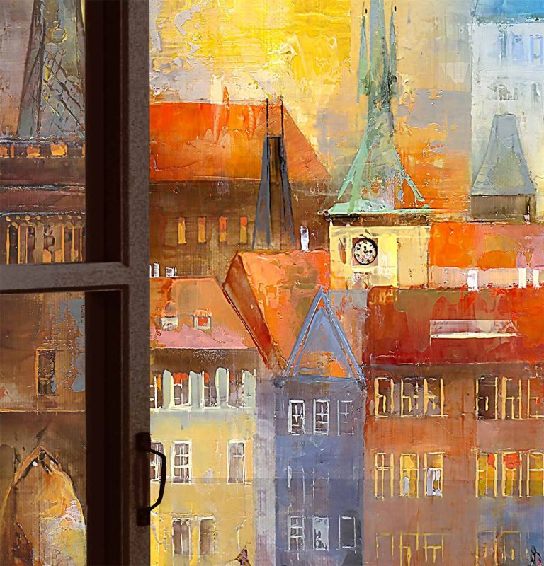 Obraz pražské panoráma za oknem Obraz pražské panoráma za oknem