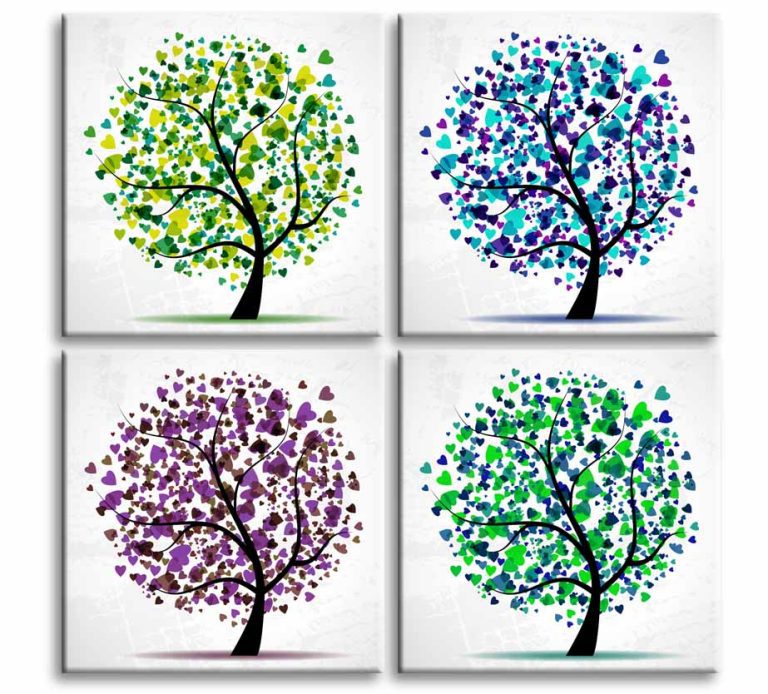 Obraz srdíčkové stromy ročních období Obraz srdíčkové stromy ročních období