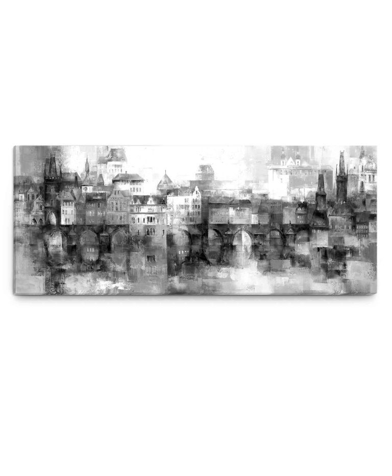 Obraz snové pražské panoráma – černobílé Obraz snové pražské panoráma – černobílé