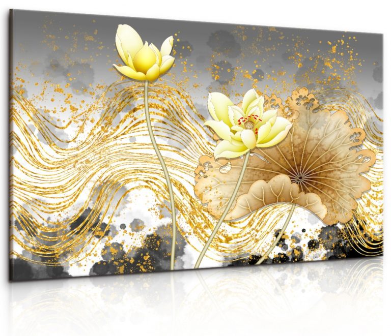 Obraz Květy ve zlatých tazích Obraz Květy ve zlatých tazích
