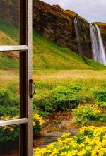 Obraz okno Islandský vodopád Obraz okno Islandský vodopád