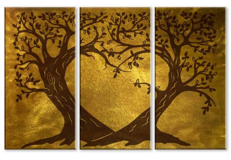 Obraz zlaté srdcové stromy Obraz zlaté srdcové stromy