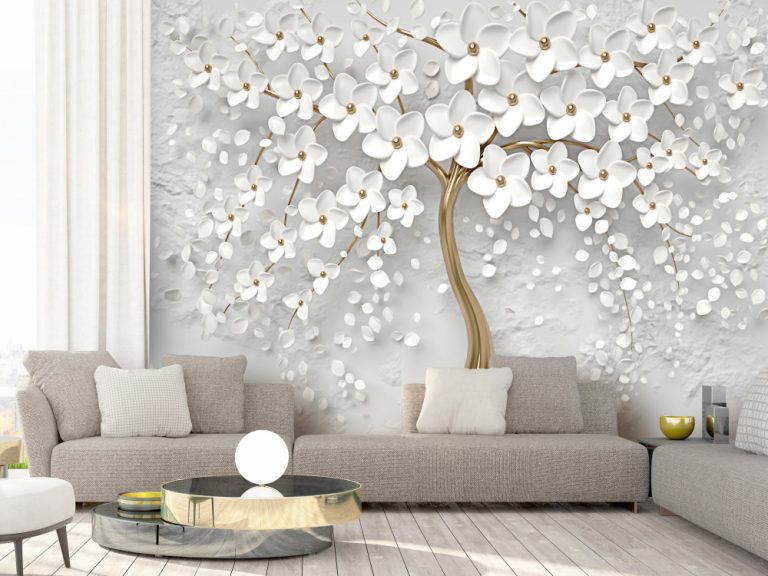 3D tapeta bílý strom s květy 3D tapeta bílý strom s květy