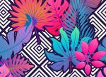 Tapeta Exotické listy s ornamenty Tapeta Exotické listy s ornamenty
